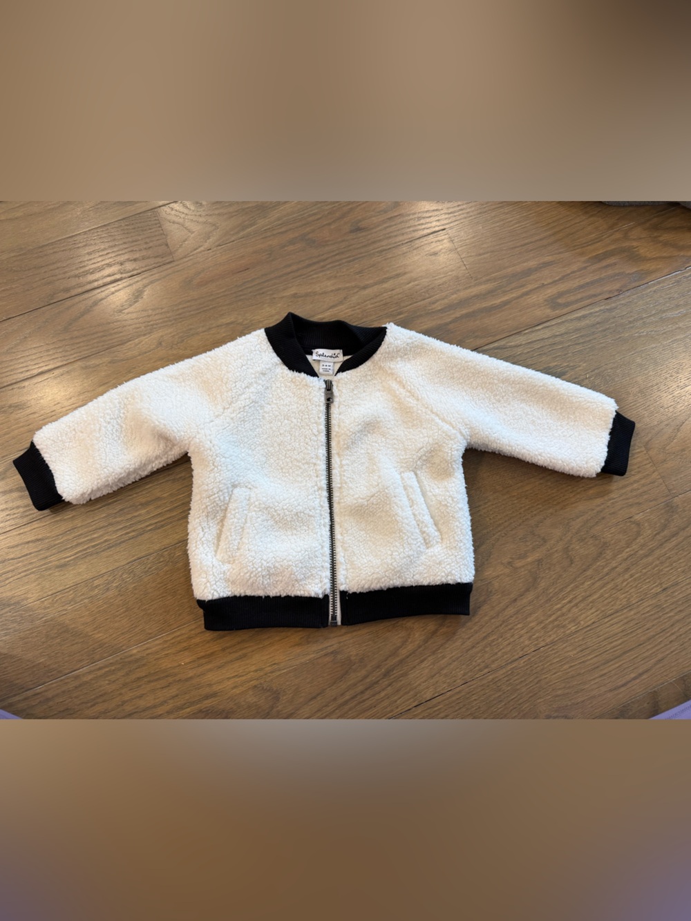 Splendid Cream Sherpa Jacket with Black Rib Trim
